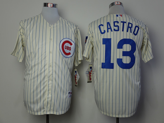 Men Chicago Cubs #13 Castro Cream Throwback 1969 MLB Jerseys